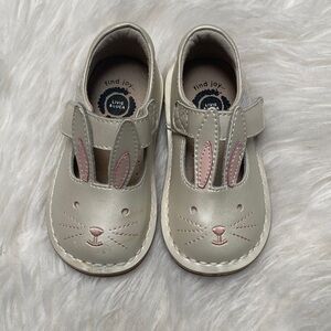 Livie & Luca Cream and Pink Bunny T-Strap Kids Shoes